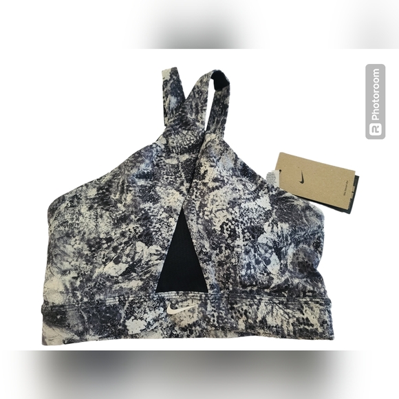 Nike Women's Sports Bra Bralette HalterTraining Dri Fit Gray Black Size Small - Picture 2 of 4